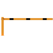 Compact hand barrier | with fixed support post | clear width: 1500 mm | for padlock | hot-dip galvanized and coated yellow / black